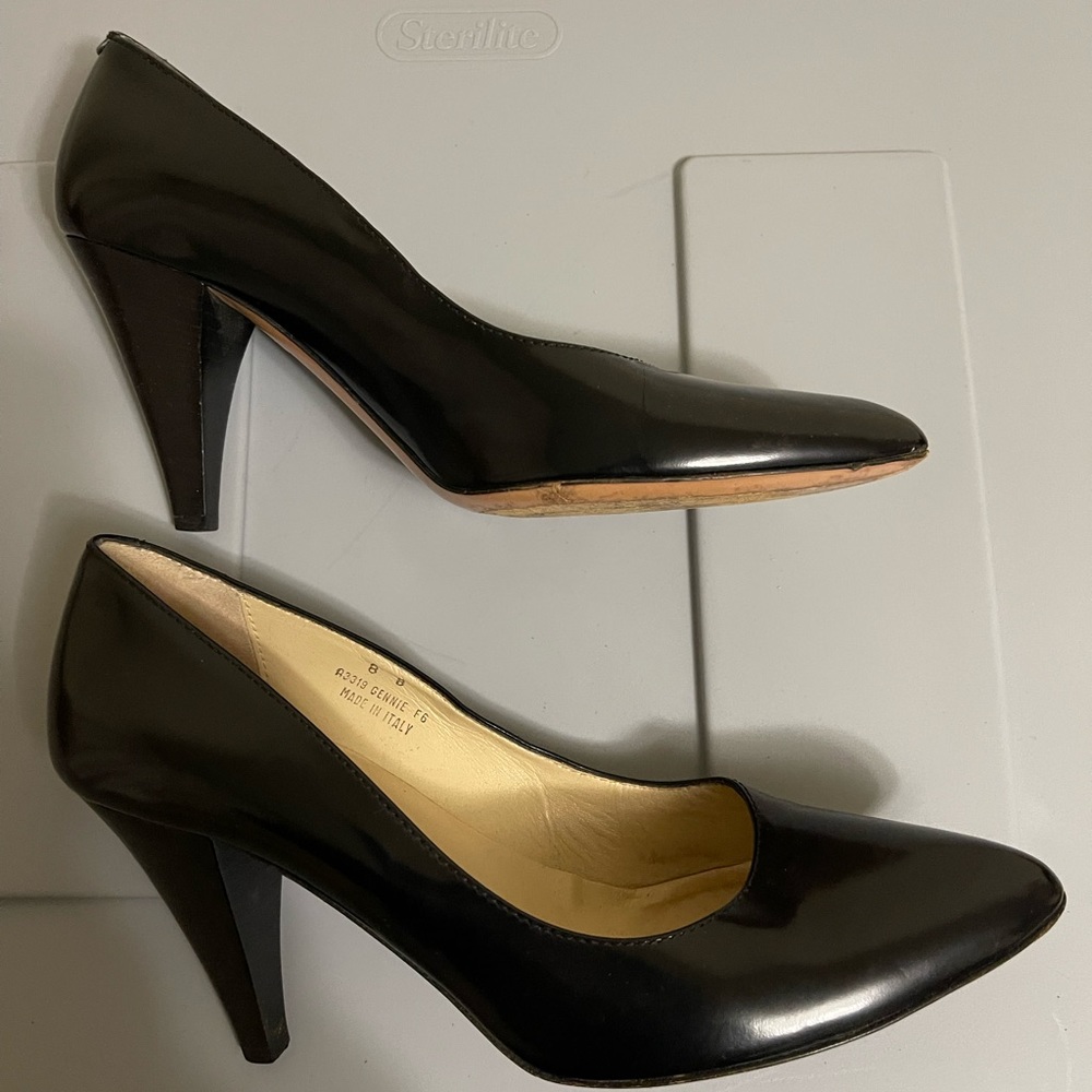 Coach black patent leather pumps